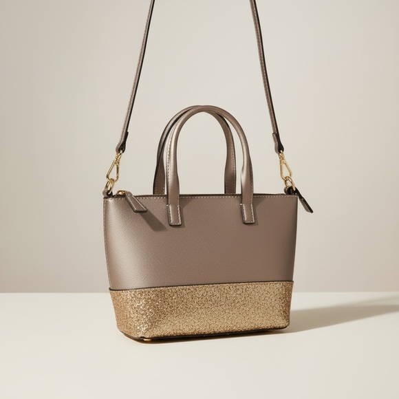 kate spade Metallic Taupe Crossbody with Gold Glitter Base - Picture 3 of 3